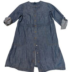 J. Jill Blue Button-Down Denim Dress Size Small